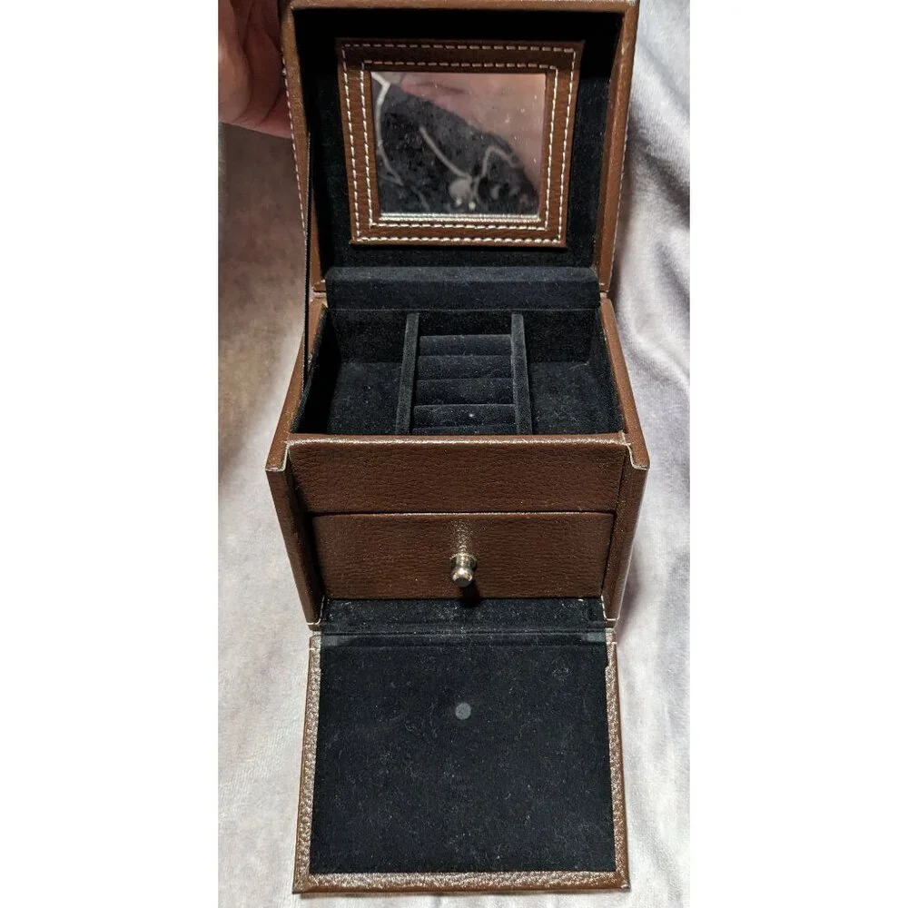 Brown And Black Faux Leather Jewelry Travel Case